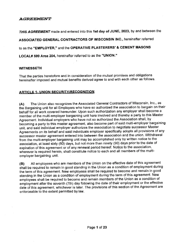 area 204 cm agreement