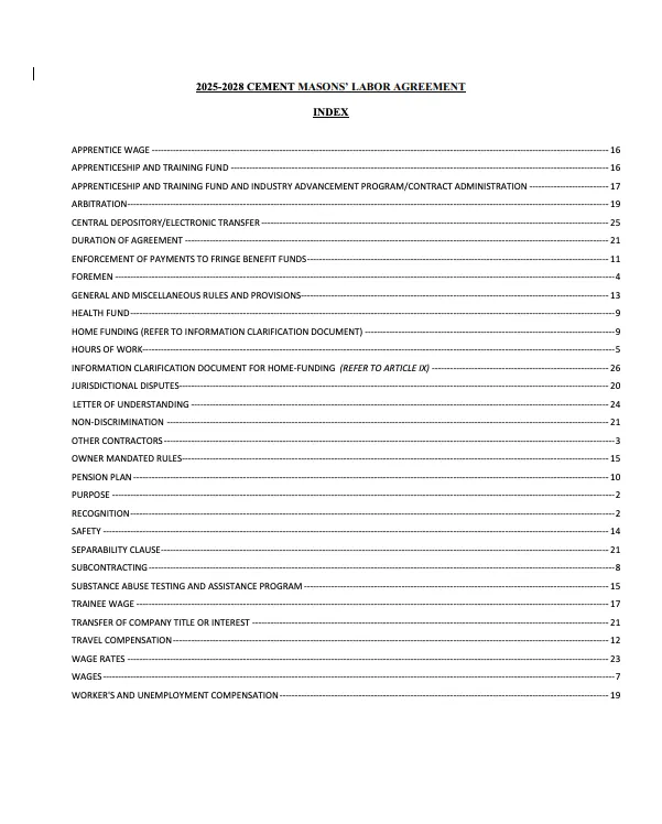 Cement Masons Agreement 558